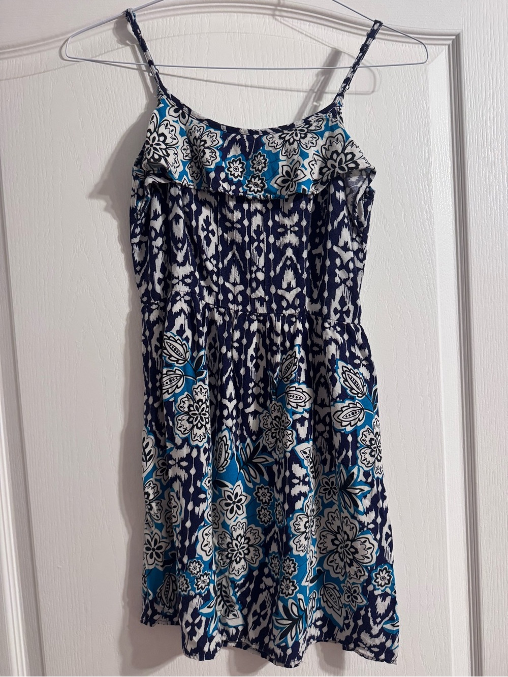 Xhilaration Navy, White & Turquoise Floral Sundress